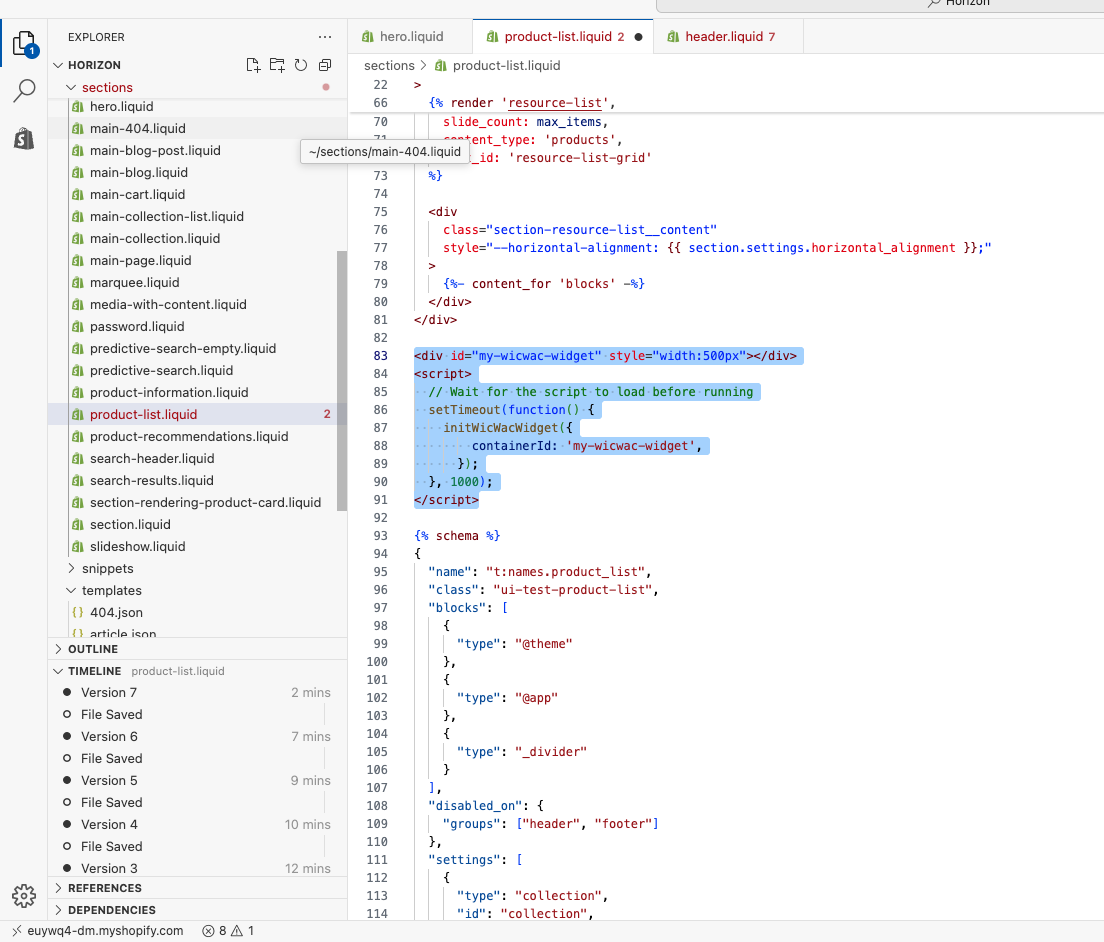 Add Widget to Desired Location