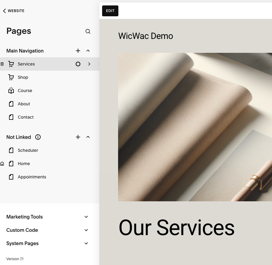Select Page and Choose Page to Edit