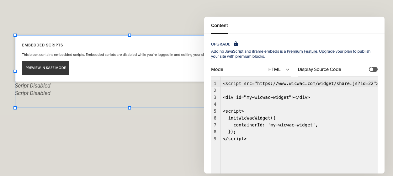 Copy and Paste Integration Code